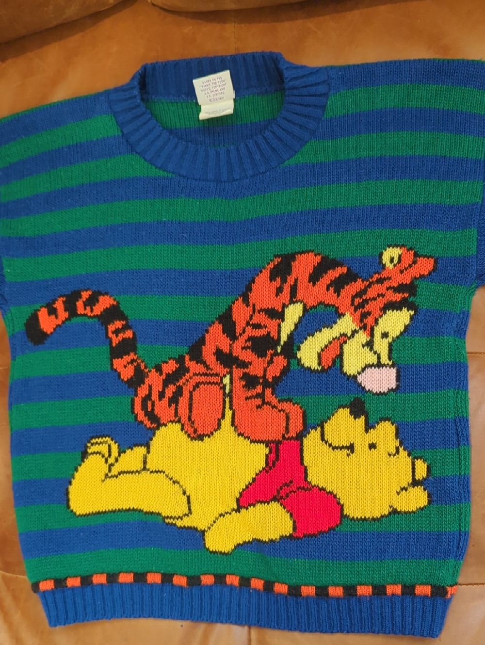 Vintage Winnie The Pooh And Tigger Stripped Sweater Size Child Large (7)